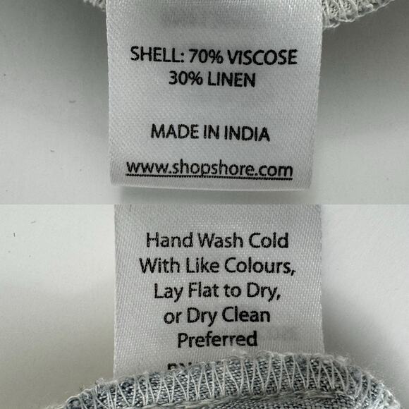 SHORE Linen-Blend Short Sleeve Top Button Down Shirt Tunic Coverup Floral XS - Picture 10 of 10